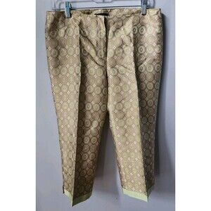 Nwt Magaschoni Pants Women's Sz 4 Silk Blend Cropped Slacks Gold Mid Rise 30x20